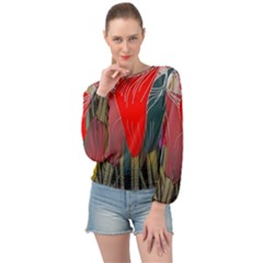 Floral Pattern Background Texture Banded Bottom Chiffon Top