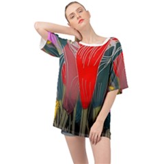 Floral Pattern Background Texture Oversized Chiffon Top