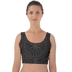 Floral Flowers Flourish Decorative Velvet Crop Top by Pakrebo