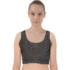 Floral Flowers Flourish Decorative Velvet Racer Back Crop Top by Pakrebo