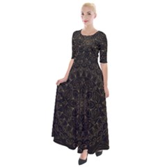 Floral Flowers Flourish Decorative Half Sleeves Maxi Dress