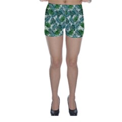 Leaves Tropical Wallpaper Foliage Skinny Shorts by Pakrebo