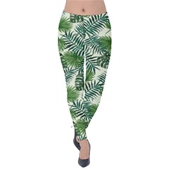 Leaves Tropical Wallpaper Foliage Velvet Leggings by Pakrebo