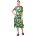 Leaves Tropical Wallpaper Foliage Keyhole Neckline Chiffon Dress View1