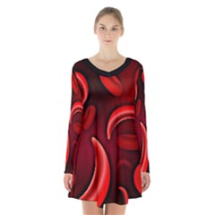 Cells All Over  Long Sleeve Velvet V-neck Dress by shawnstestimony