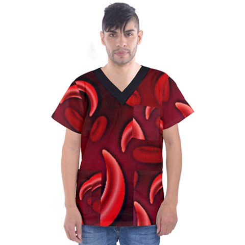 Cells All Over  Men s V-neck Scrub Top by shawnstestimony