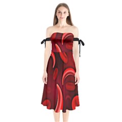 Cells All Over  Shoulder Tie Bardot Midi Dress by shawnstestimony