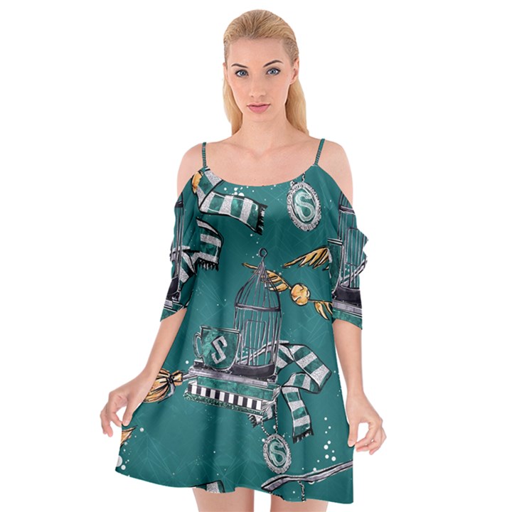 Slytherin Pattern Cutout Spaghetti Strap Chiffon Dress