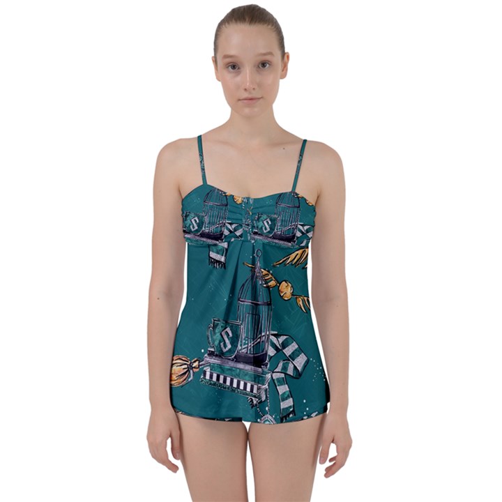 Slytherin Pattern Babydoll Tankini Set