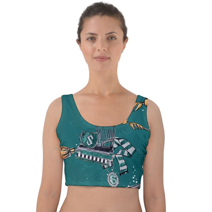 Slytherin Pattern Velvet Crop Top