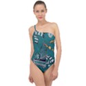 Slytherin Pattern Classic One Shoulder Swimsuit View1