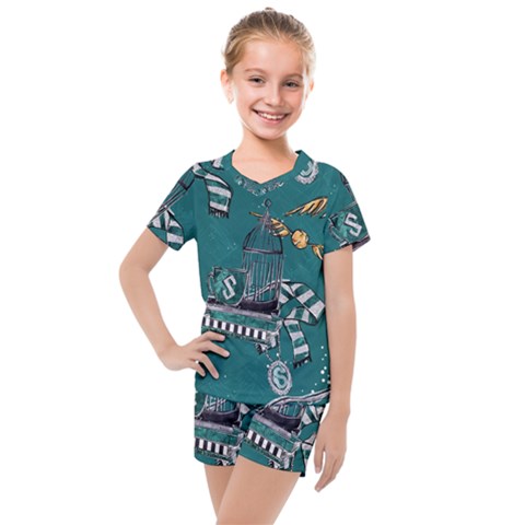 Slytherin Pattern Kids  Mesh Tee And Shorts Set by Sobalvarro