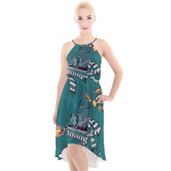 Slytherin Pattern High-low Halter Chiffon Dress  by Sobalvarro