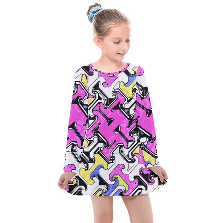 Justanotherabstractday Kids  Long Sleeve Dress