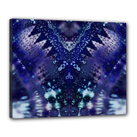 Blue Fractal Lace Tie Dye Canvas 20  X 16  (stretched) by KirstenStar