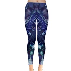 Blue Fractal Lace Tie Dye Leggings  by KirstenStar