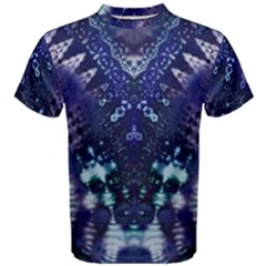 Blue Fractal Lace Tie Dye Men s Cotton Tee by KirstenStar