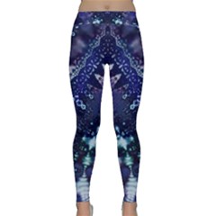 Blue Fractal Lace Tie Dye Classic Yoga Leggings by KirstenStar