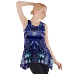 Blue Fractal Lace Tie Dye Side Drop Tank Tunic by KirstenStar