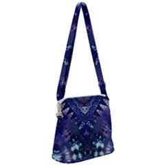 Blue Fractal Lace Tie Dye Zipper Messenger Bag by KirstenStar