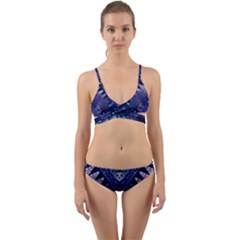 Blue Fractal Lace Tie Dye Wrap Around Bikini Set by KirstenStar