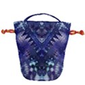 Blue Fractal Lace Tie Dye Drawstring Bucket Bag View1