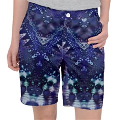 Blue Fractal Lace Tie Dye Pocket Shorts by KirstenStar