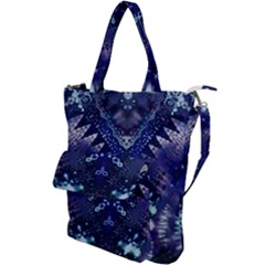 Blue Fractal Lace Tie Dye Shoulder Tote Bag by KirstenStar