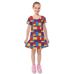 Lego Background Game Kids  Short Sleeve Velvet Dress by Mariart