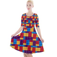 Lego Background Game Quarter Sleeve A-line Dress