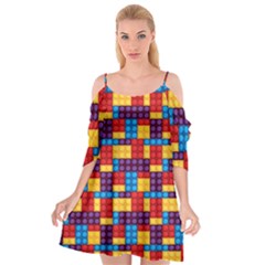 Lego Background Game Cutout Spaghetti Strap Chiffon Dress by Mariart