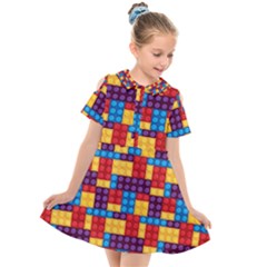 Lego Background Game Kids  Short Sleeve Shirt Dress