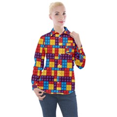 Lego Background Game Women s Long Sleeve Pocket Shirt