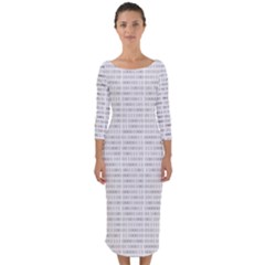 Binary Background Quarter Sleeve Midi Bodycon Dress