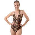 Wallpaper Iron Halter Cut-Out One Piece Swimsuit View1