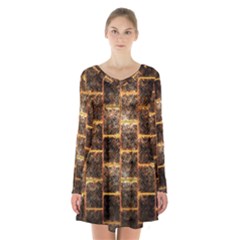 Wallpaper Iron Long Sleeve Velvet V-neck Dress