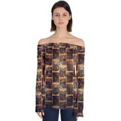 Wallpaper Iron Off Shoulder Long Sleeve Top by HermanTelo