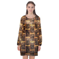 Wallpaper Iron Long Sleeve Chiffon Shift Dress 