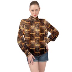 Wallpaper Iron High Neck Long Sleeve Chiffon Top