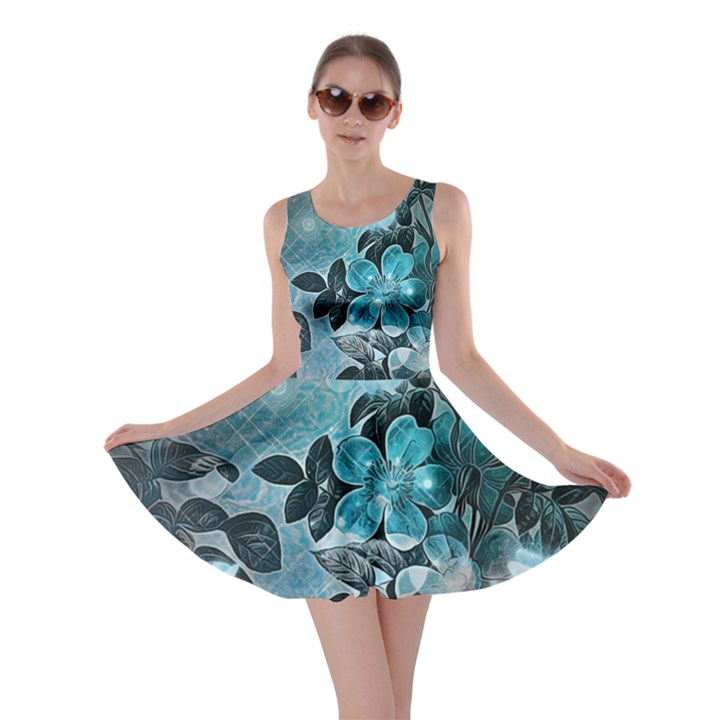 Elegant Floral Design With Butterflies Skater Dress