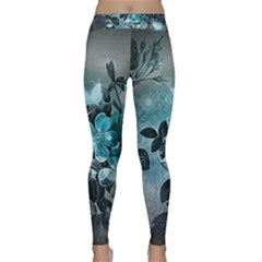 Elegant Floral Design With Butterflies Classic Yoga Leggings by FantasyWorld7