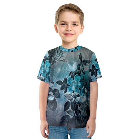 Elegant Floral Design With Butterflies Kids  Sport Mesh Tee by FantasyWorld7