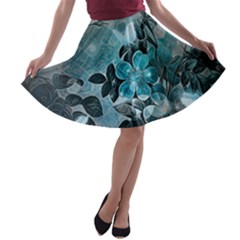 Elegant Floral Design With Butterflies A-line Skater Skirt by FantasyWorld7