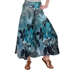 Elegant Floral Design With Butterflies Satin Palazzo Pants by FantasyWorld7