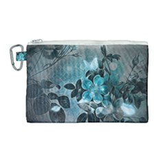 Elegant Floral Design With Butterflies Canvas Cosmetic Bag (large) by FantasyWorld7