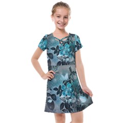 Elegant Floral Design With Butterflies Kids  Cross Web Dress by FantasyWorld7