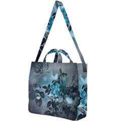 Elegant Floral Design With Butterflies Square Shoulder Tote Bag by FantasyWorld7