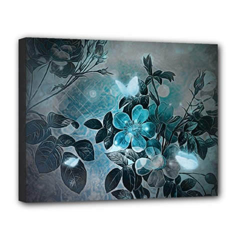 Elegant Floral Design With Butterflies Canvas 14  X 11  (stretched) by FantasyWorld7