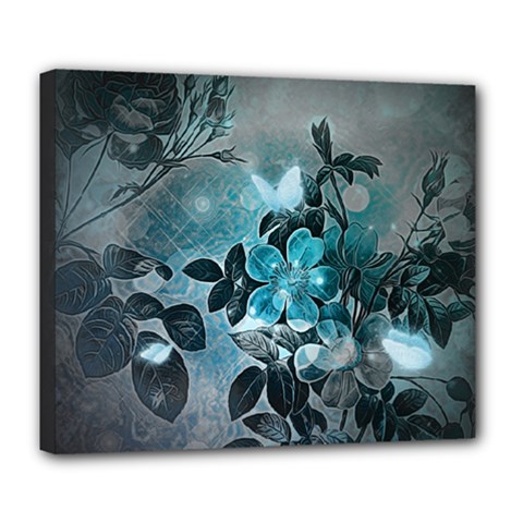 Elegant Floral Design With Butterflies Deluxe Canvas 24  X 20  (stretched) by FantasyWorld7