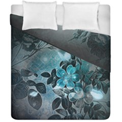 Elegant Floral Design With Butterflies Duvet Cover Double Side (california King Size) by FantasyWorld7